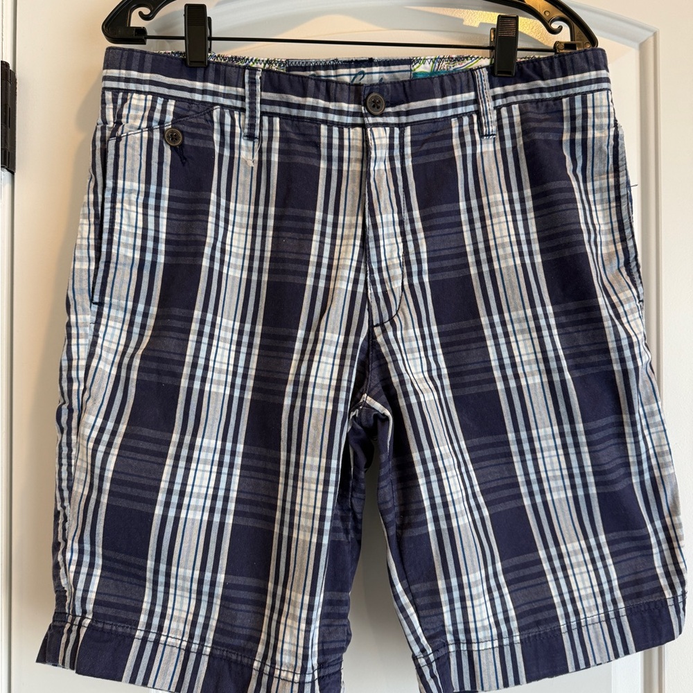 Robert Graham Blue and White Plaid Men's Shorts